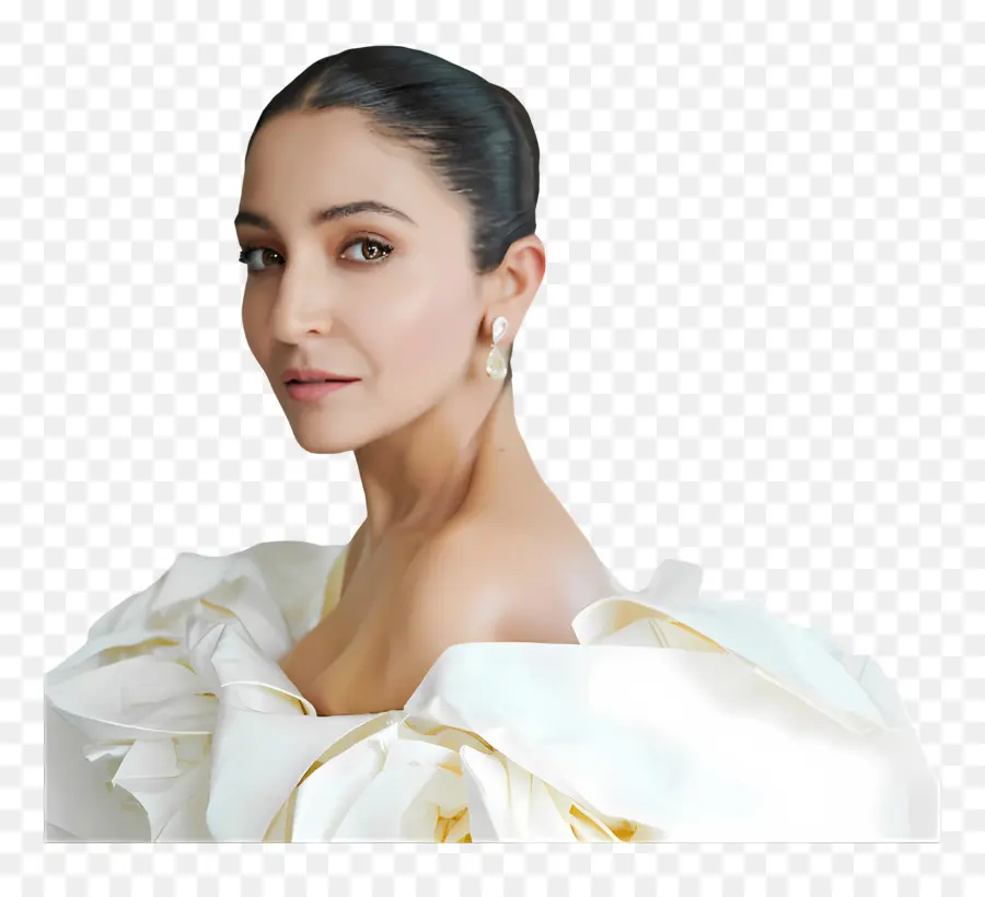 Anushka Sharma，Mujer En Vestido Blanco PNG