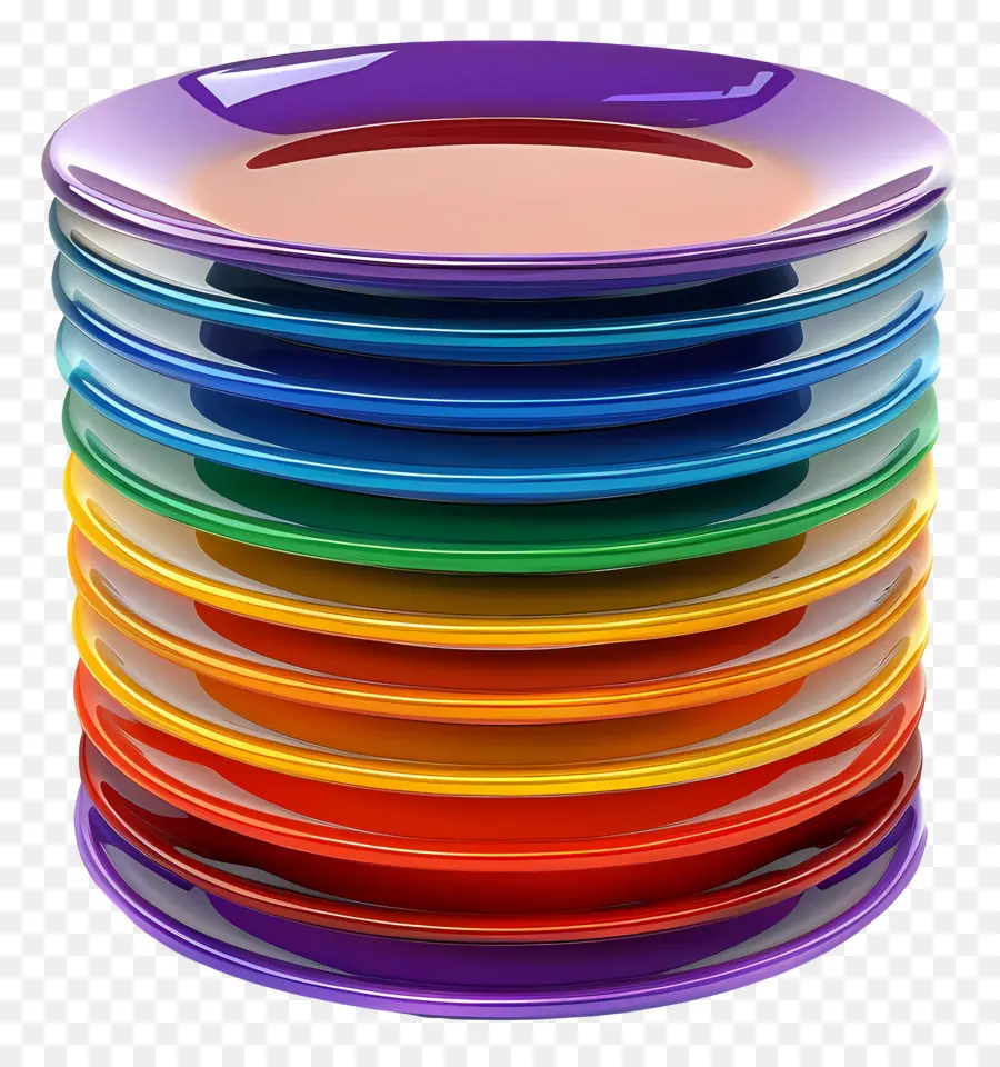 Pila De Platos，Platos Coloridos PNG