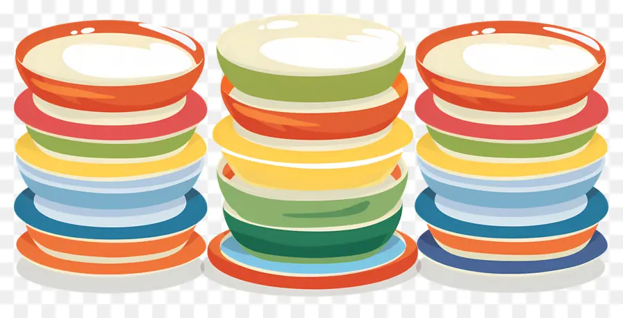 Pila De Platos，Platos Coloridos PNG