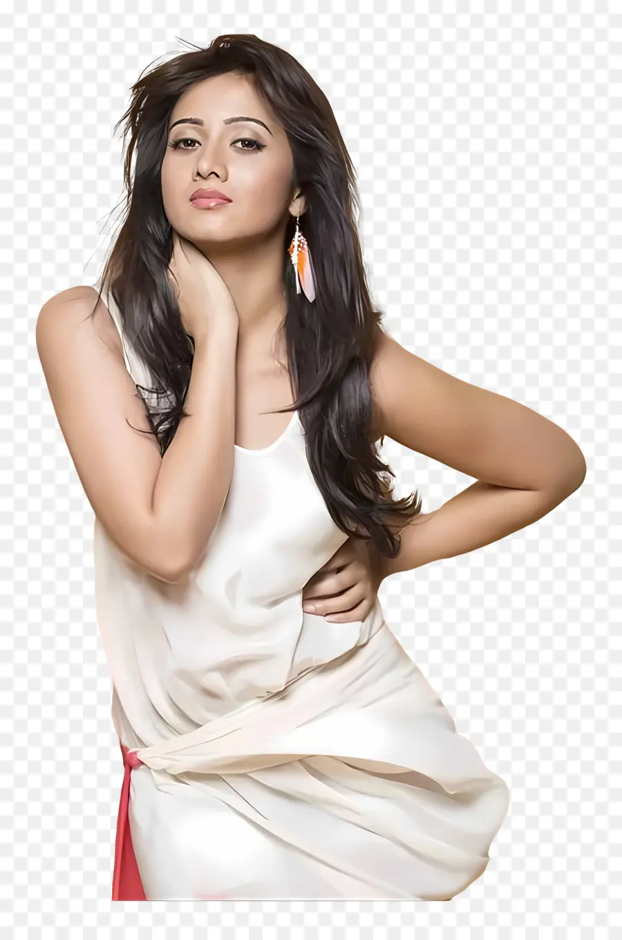 Harshika Poonacha，Mujer En Vestido Blanco PNG