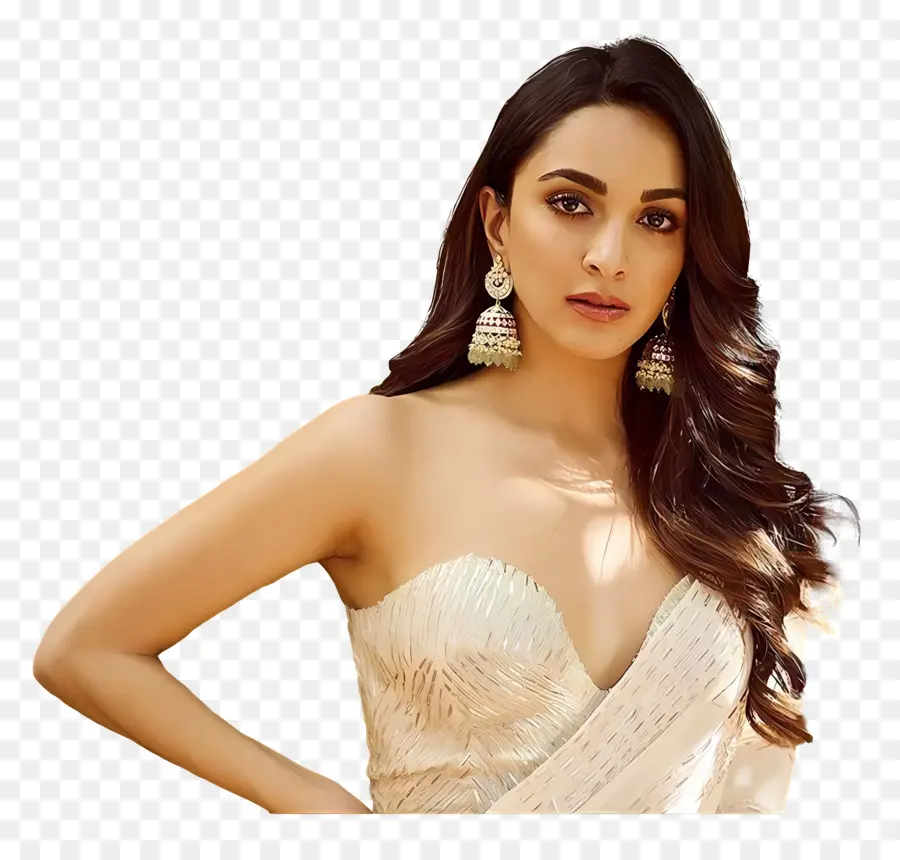 Kiara Advani，Mujer En Vestido Blanco PNG