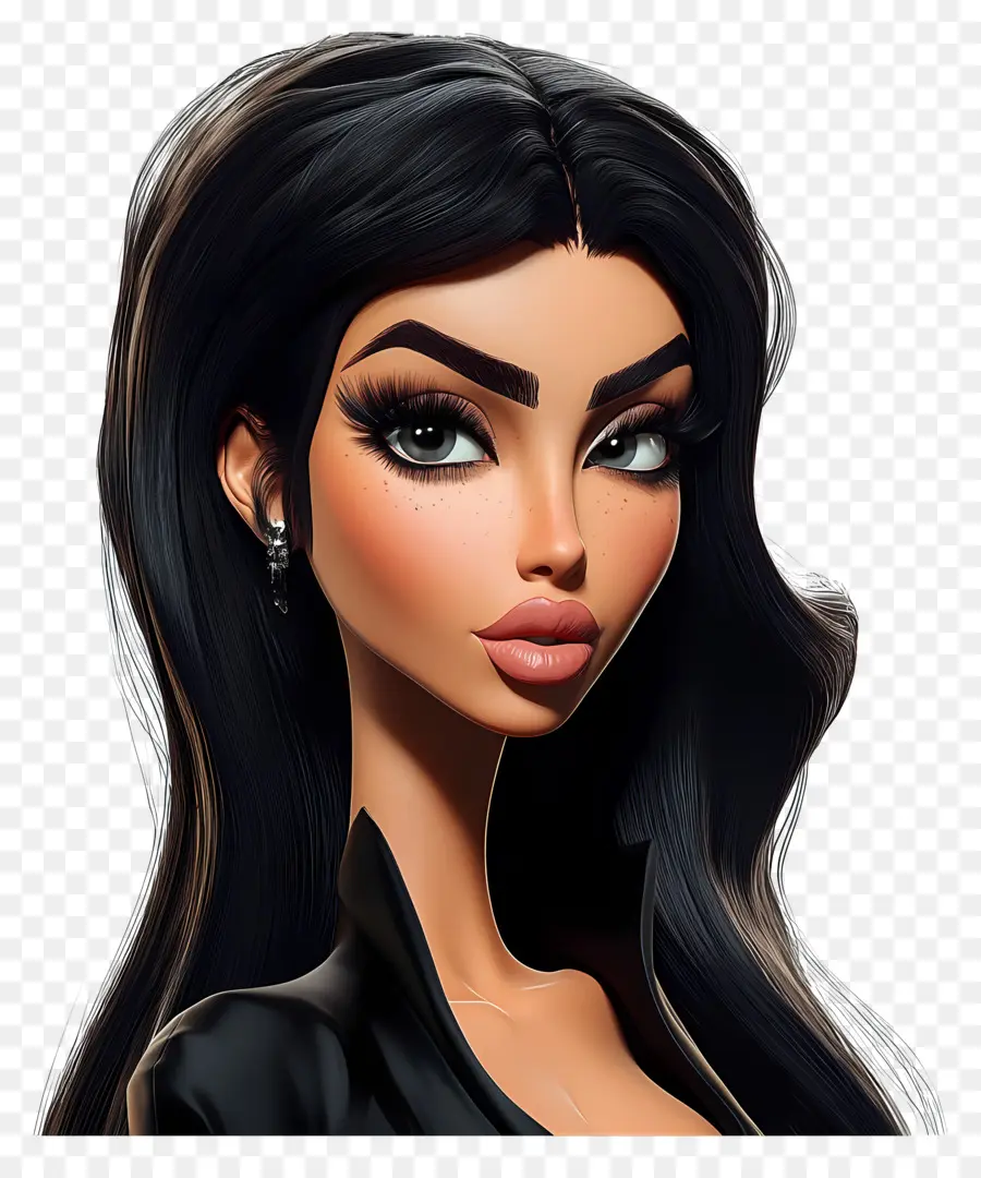 Kim Kardashian，Personaje Elegante Con Cabello Oscuro PNG