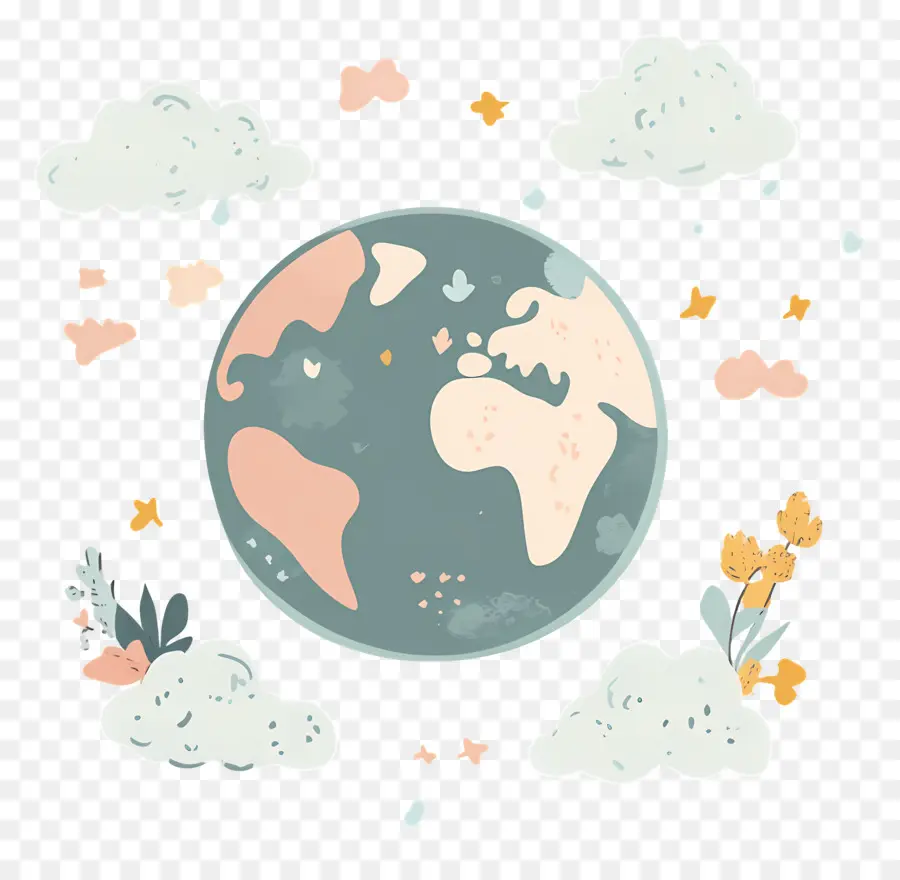 Planeta Tierra，Tierra Con Flores PNG