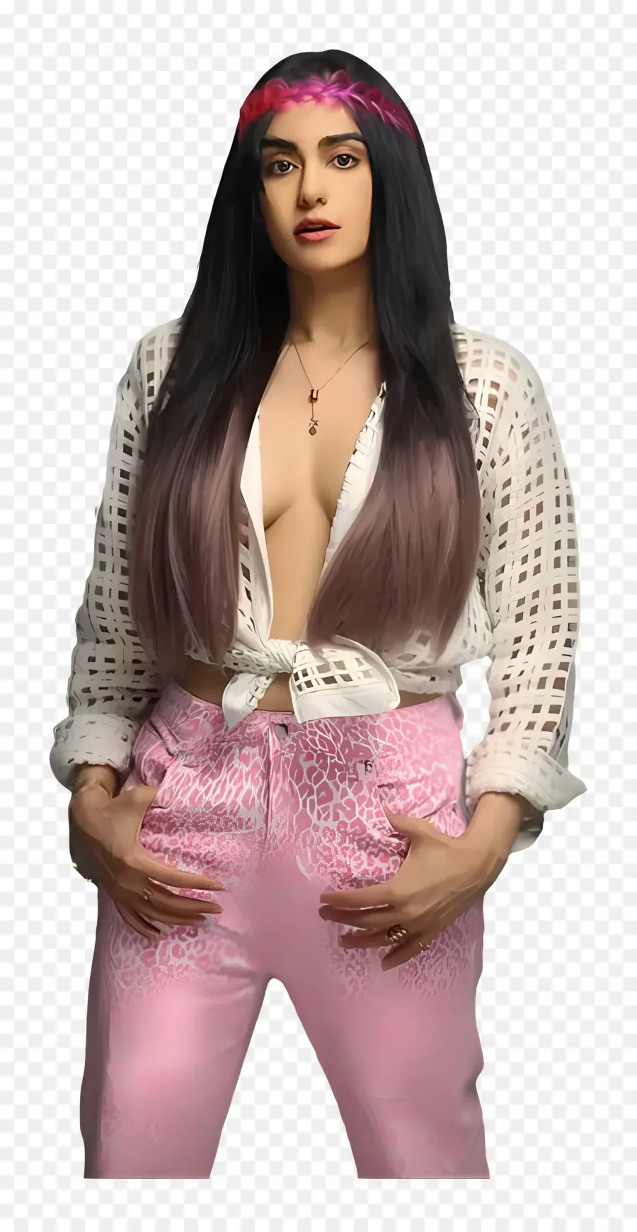 Ada Sharma，Mujer Con Blusa Blanca Y Pantalón Rosa PNG