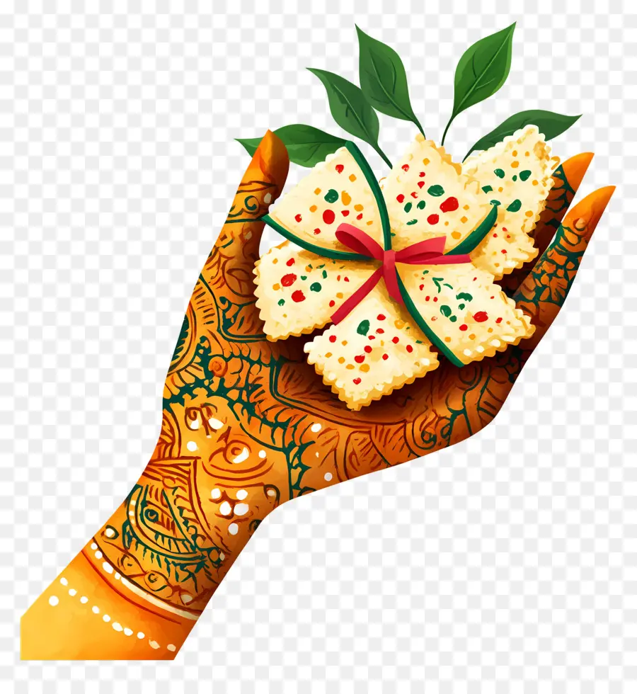 Mano India，Mano Decorada Con Dulces PNG