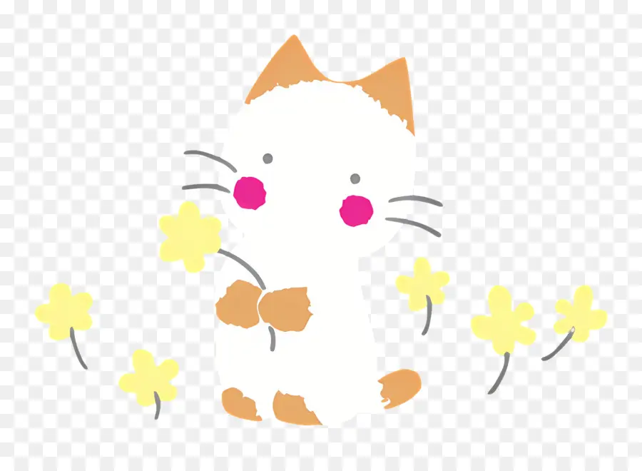 Mellotune，Lindo Gato Con Flores PNG