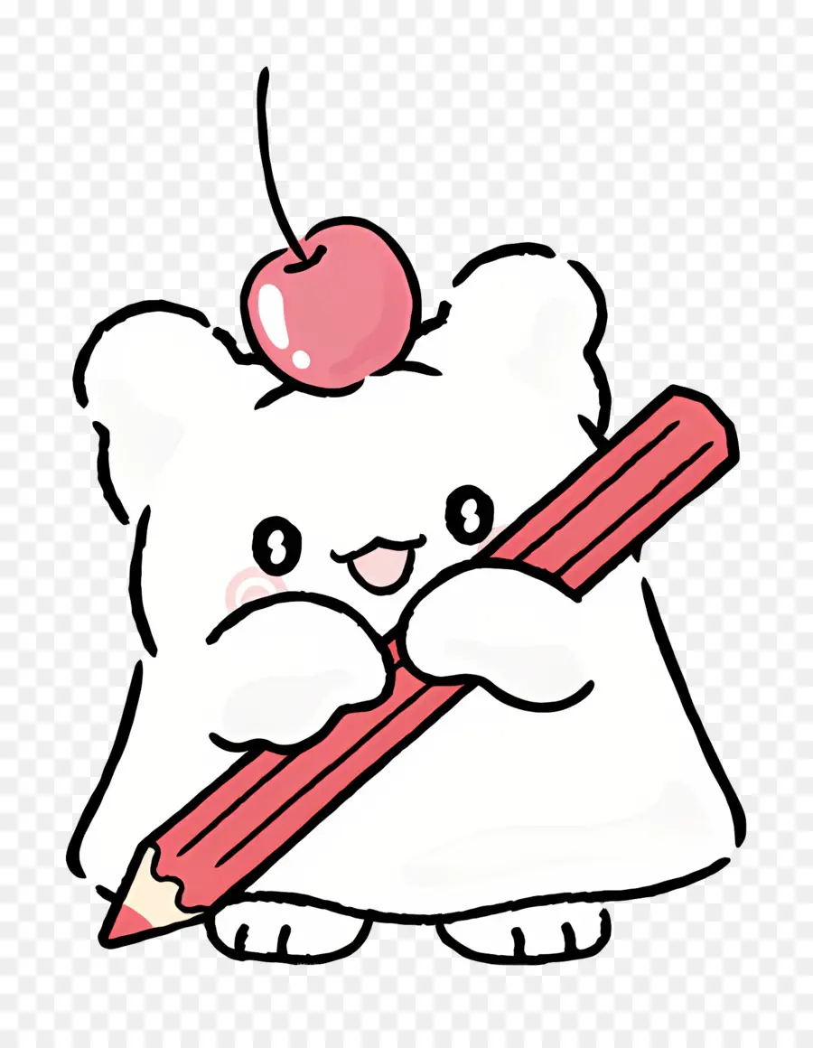 Hanamaruobake，Oso Blanco Con Cereza PNG