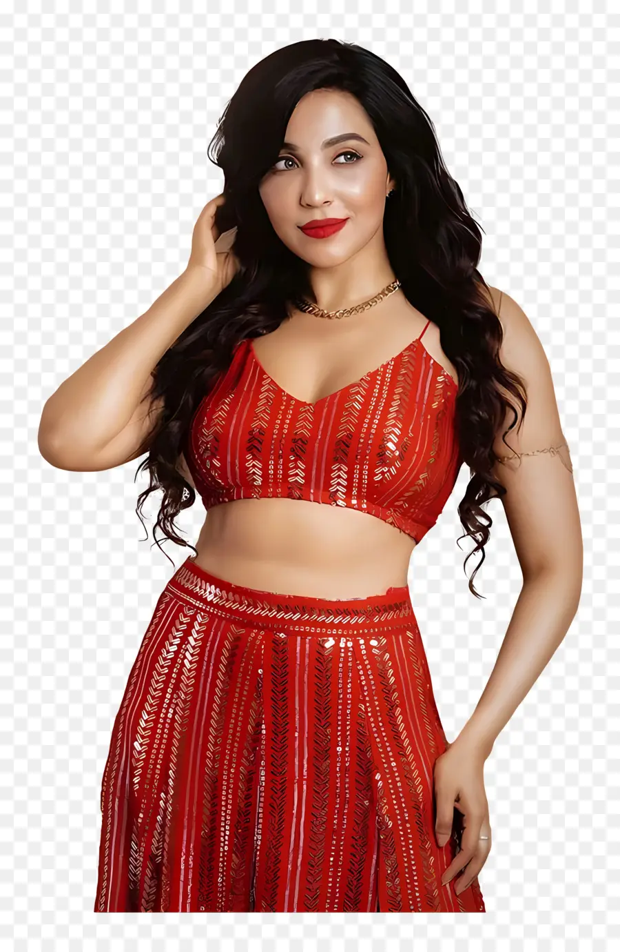 Parvathy Nair，Mujer En Traje Rojo PNG