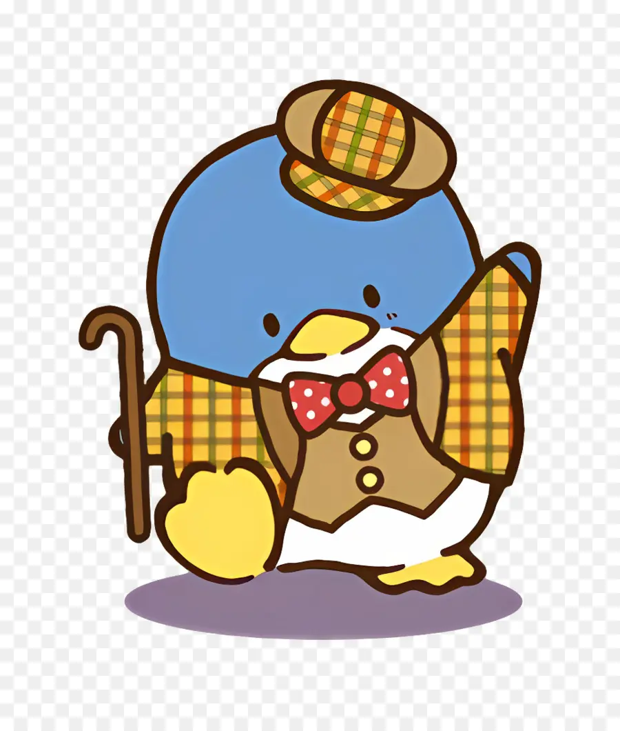 Esmoquin，Pingüino Azul Con Traje A Cuadros PNG