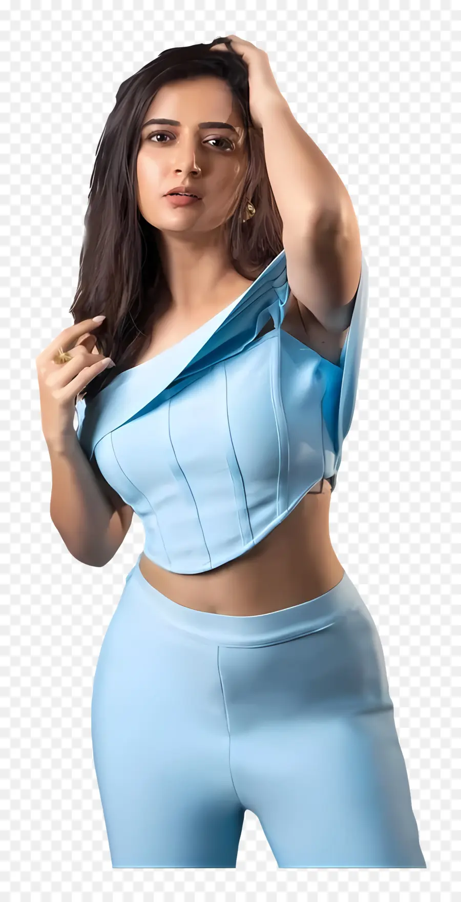 Ashika Ranganath，Mujer En Traje Azul PNG