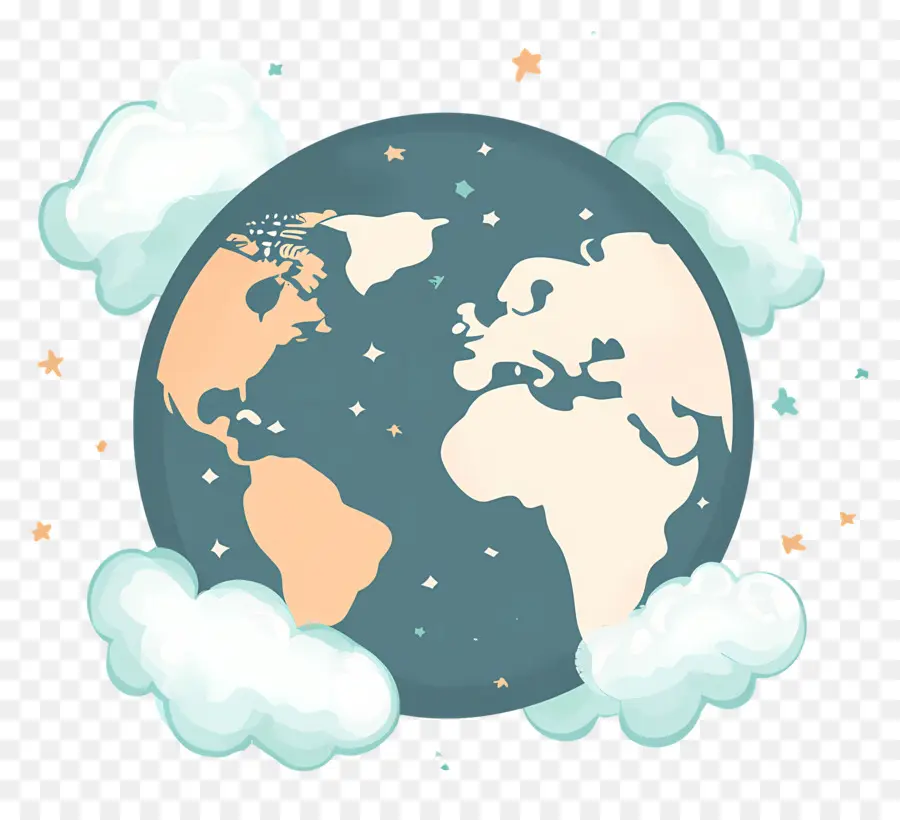 Planeta Tierra，Tierra Con Nubes PNG