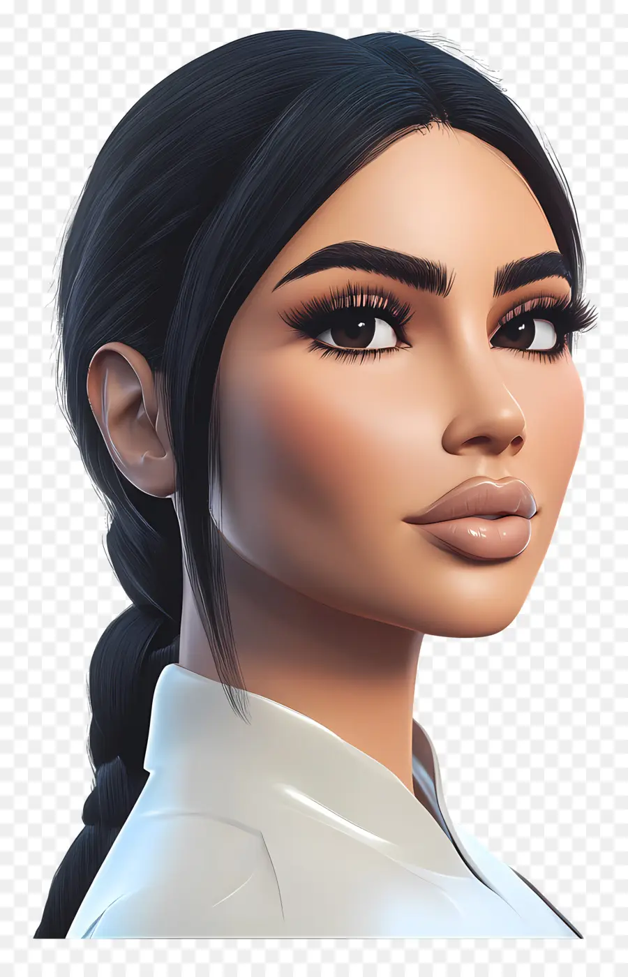 Kim Kardashian，Personaje Realista Con Pelo Trenzado PNG