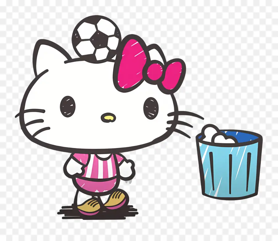 Hola Gatito，Hello Kitty Con Balón De Fútbol PNG