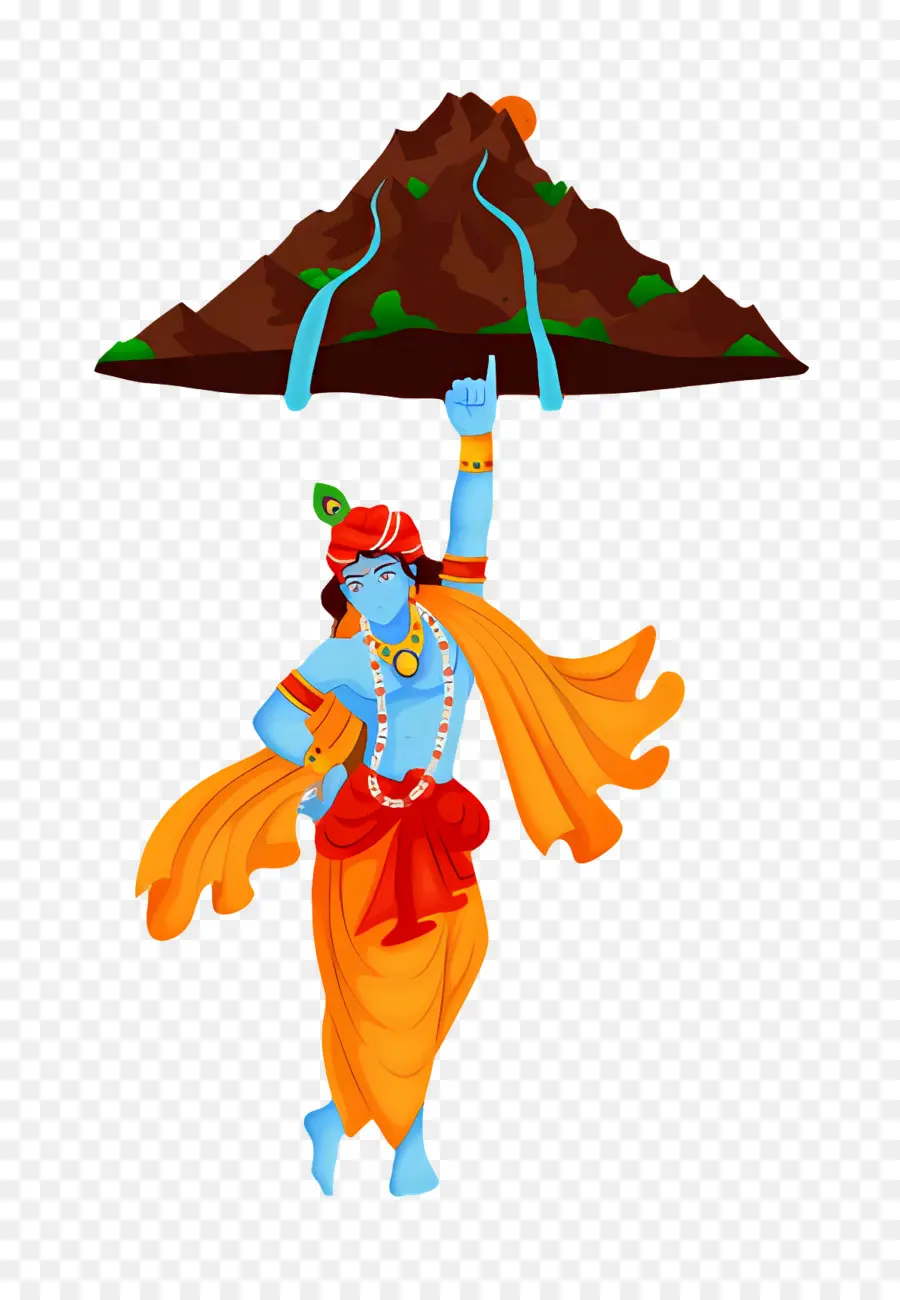 Puja De Govardhana，Krishna Con Montaña PNG