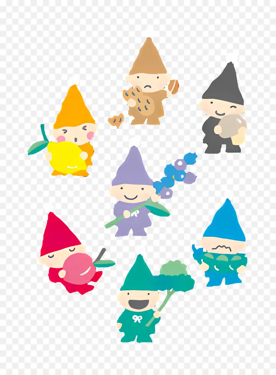 Siete Enanitos Tontos，Gnomos Coloridos PNG