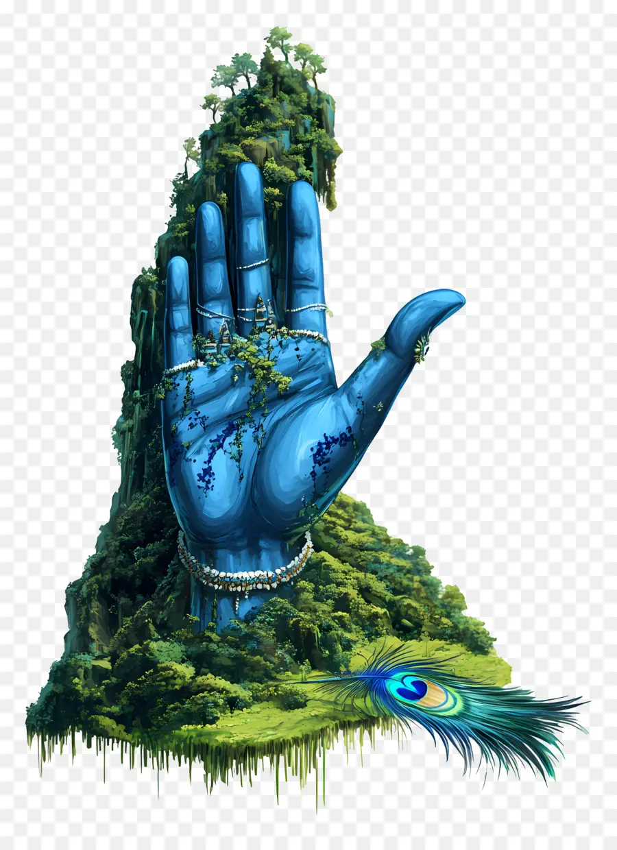 Mano Hindú，Mano Azul Con La Naturaleza PNG