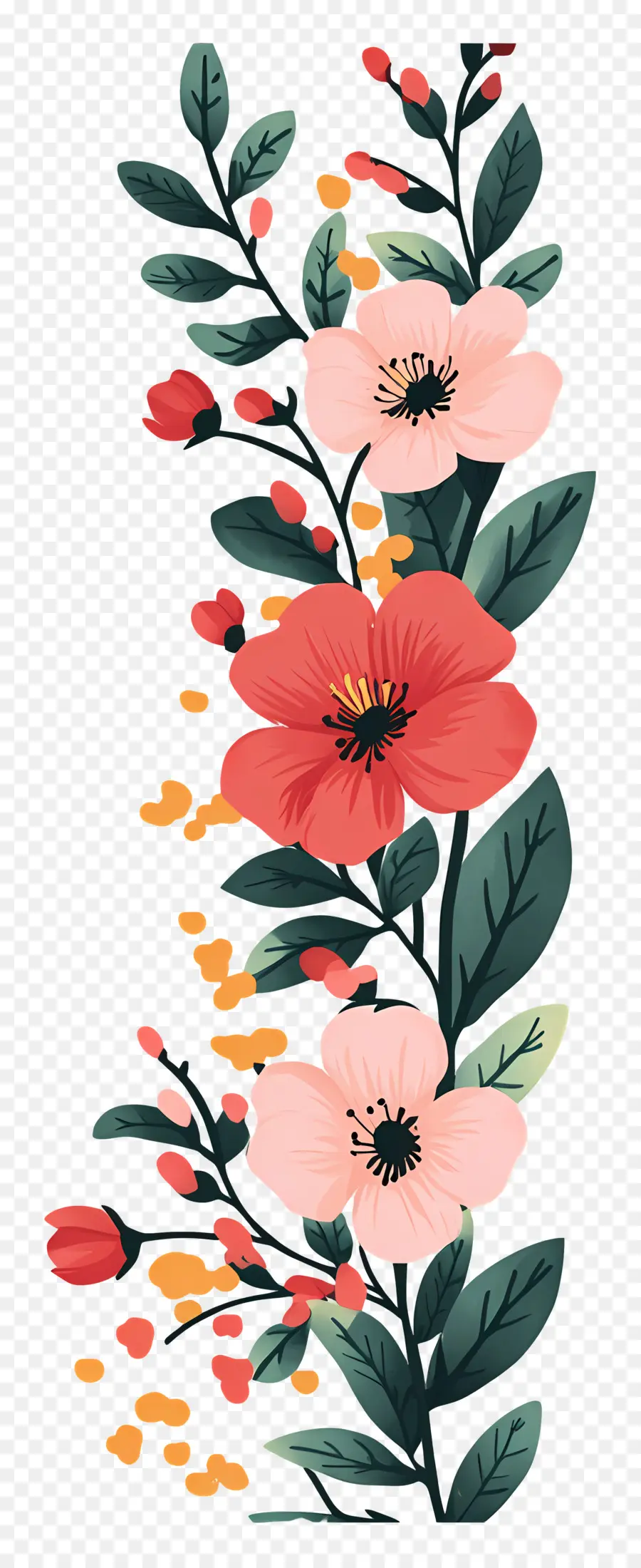 Borde Floral，Flores Coloridas PNG