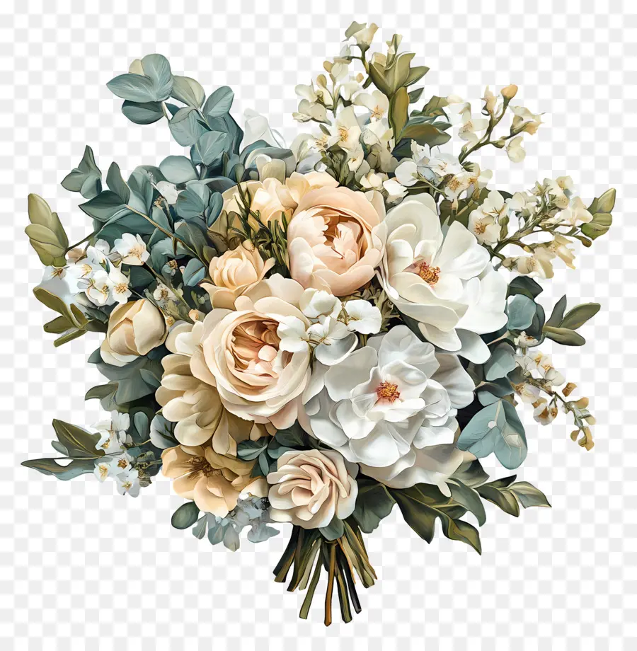 Ramo De Novia，Ramo Floral Monocromo PNG