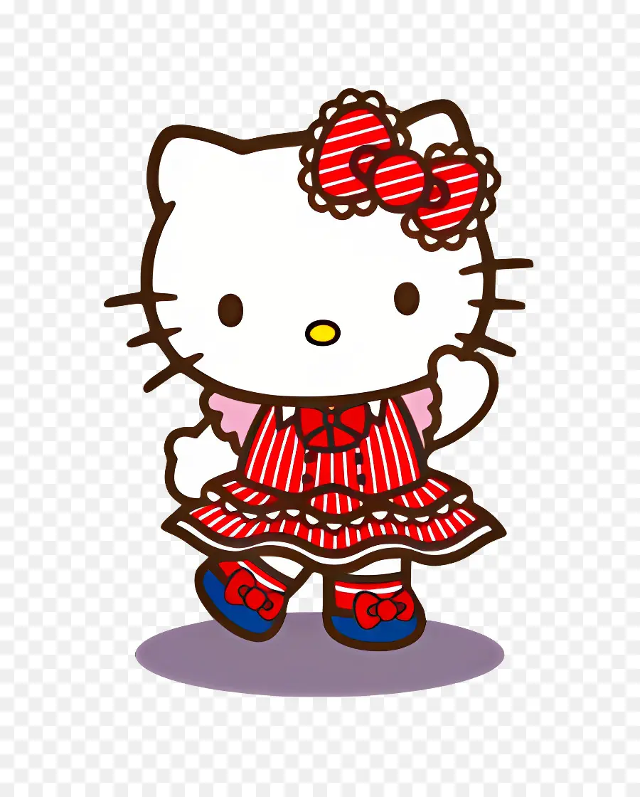 Hola Gatito，Hello Kitty Con Vestido Rojo PNG