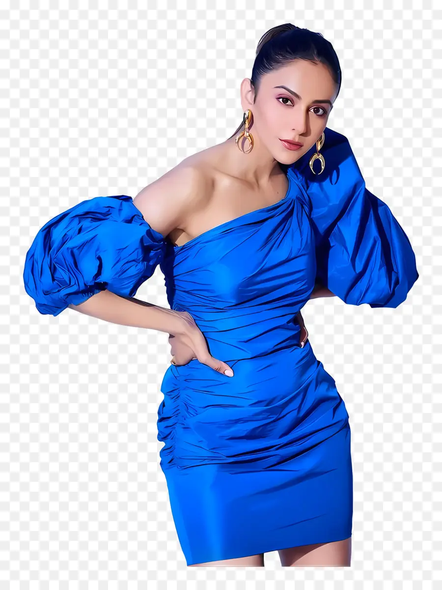 Rakul Preet Singh，Vestido Azul PNG