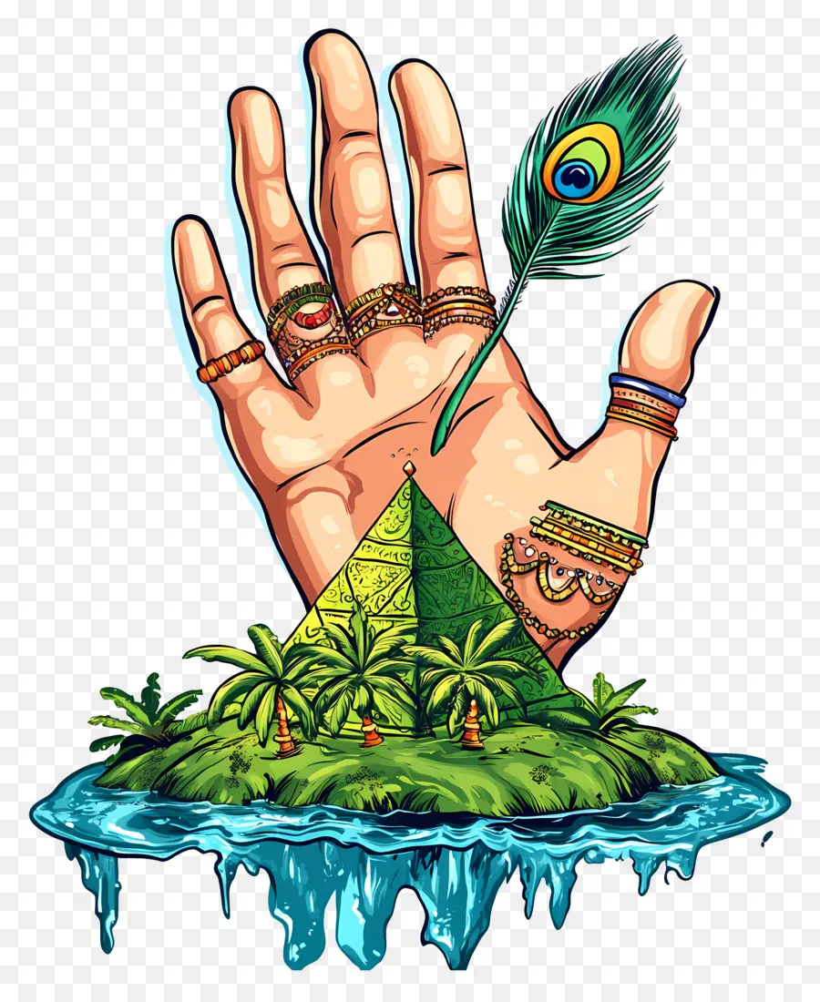 Mano Hindú，Mano Decorativa PNG