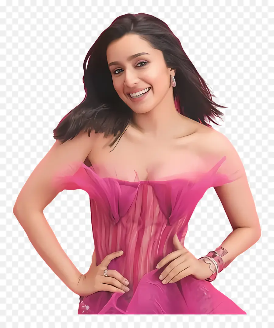 Shraddha Kapoor，Mujer En Vestido Rosa PNG