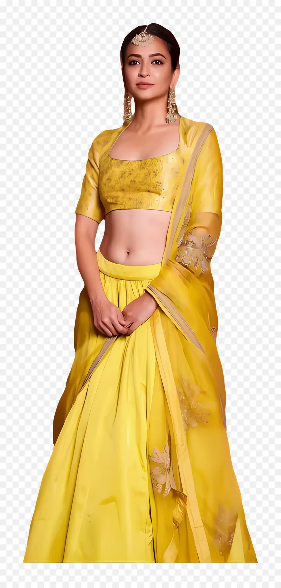 Kriti Kharbanda，Mujer En Vestido Amarillo PNG