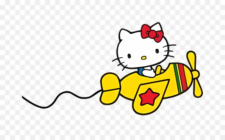 Hola Gatito，Hello Kitty En Avión PNG