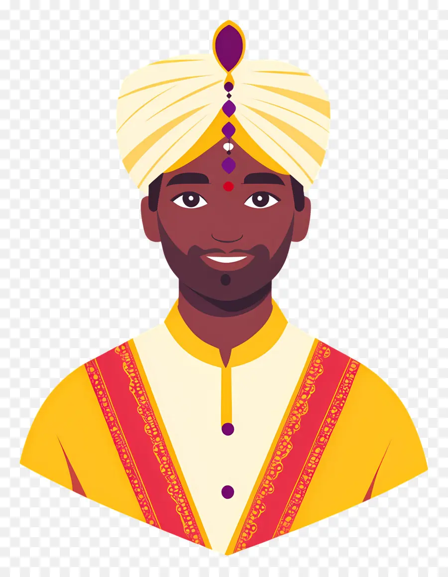 Turbante Indio，Hombre Con Traje Tradicional PNG