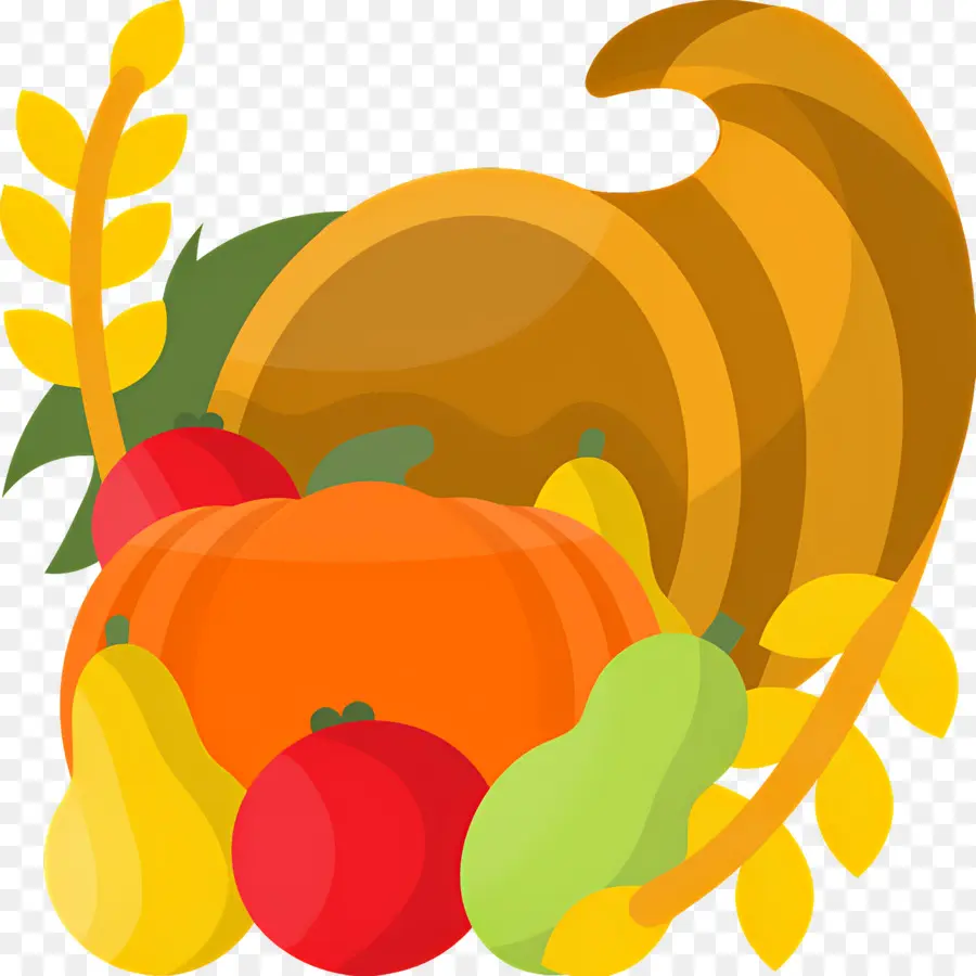 Cornucopia De Acción De Gracias，Cornucopia Con Frutas PNG