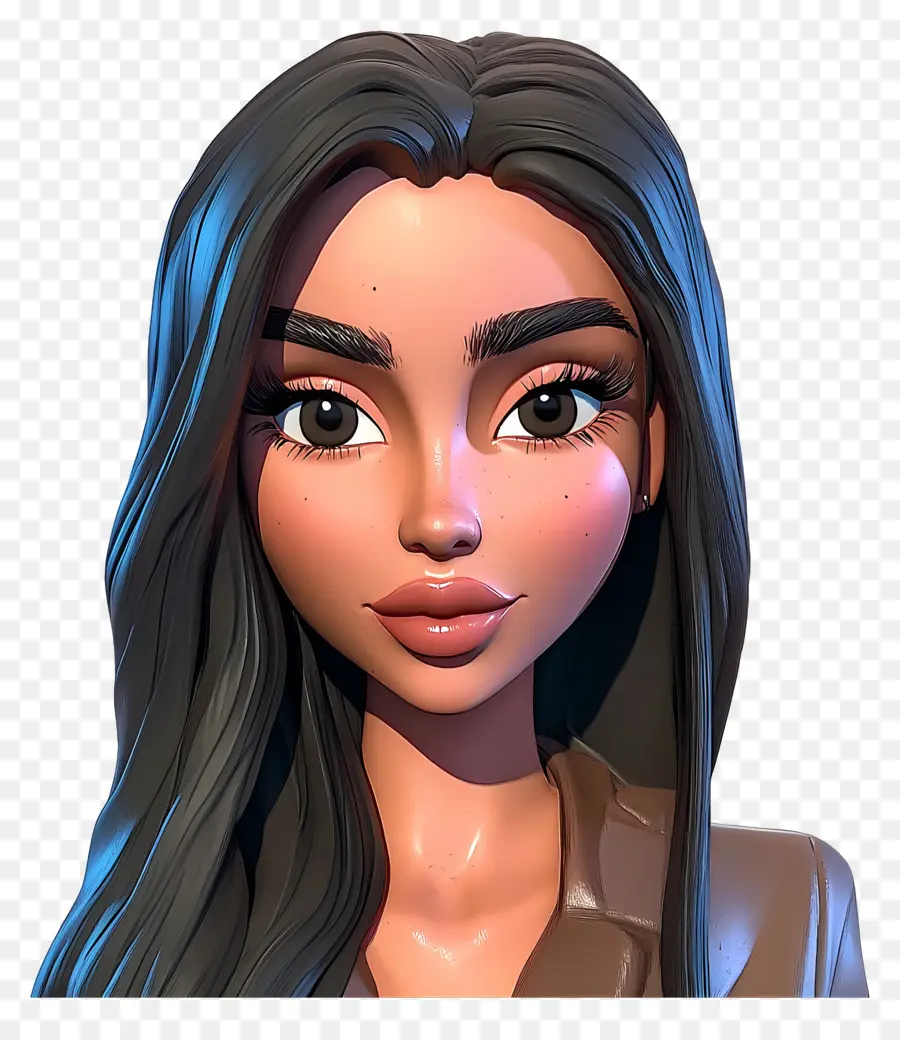 Kim Kardashian，Personaje 3d Con Pelo Largo PNG