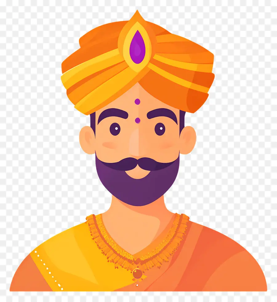 Turbante Indio，Hombre Con Traje Tradicional PNG