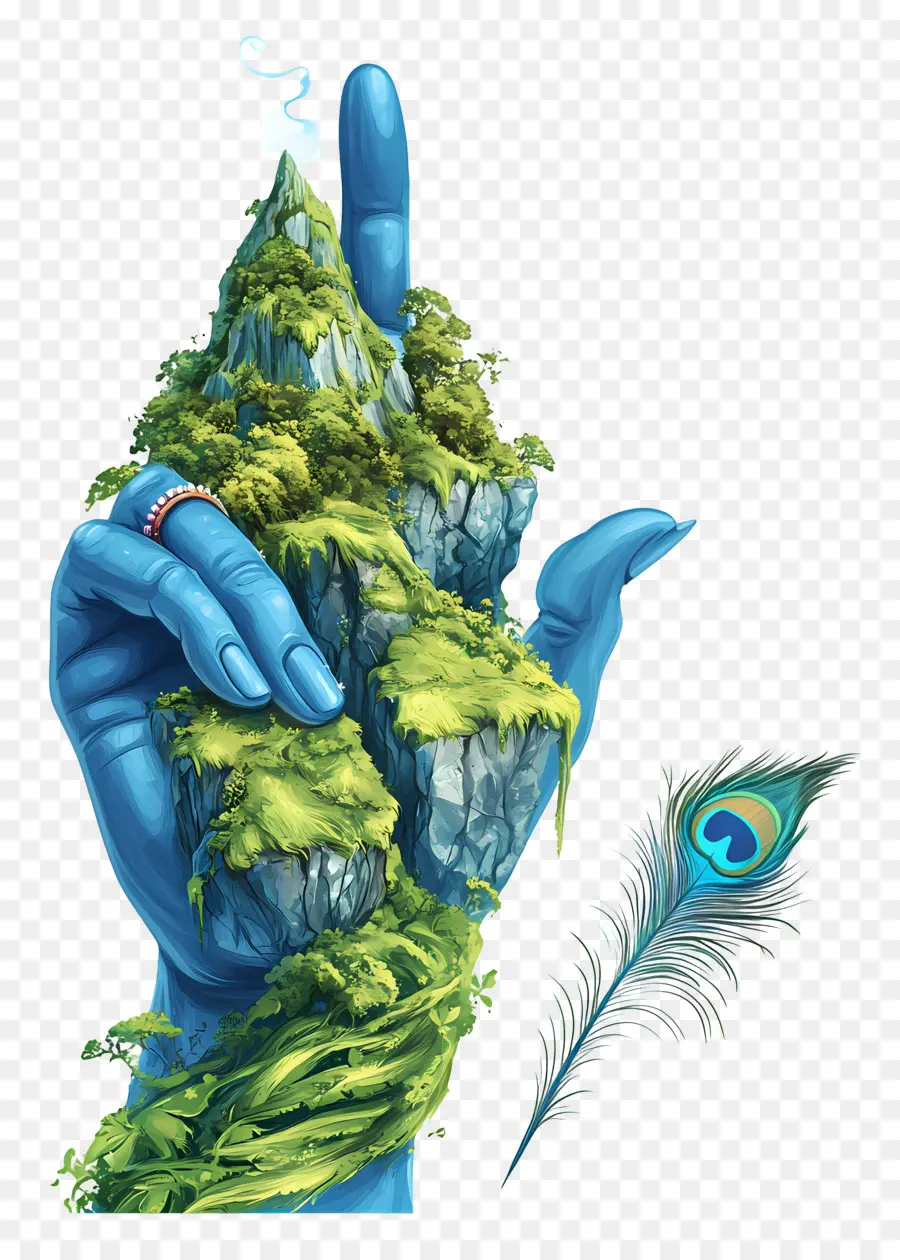 Mano Hindú，Mano Azul Con La Naturaleza PNG