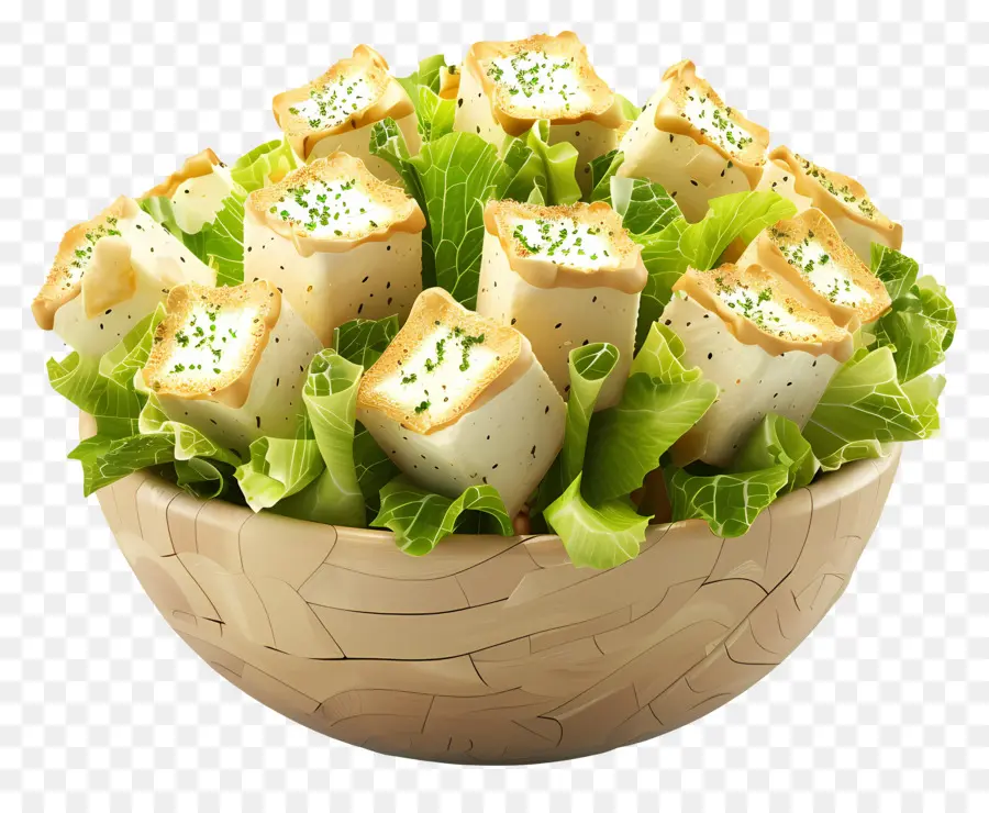 Ensalada Cesar，Ensalada Con Rollitos De Queso PNG