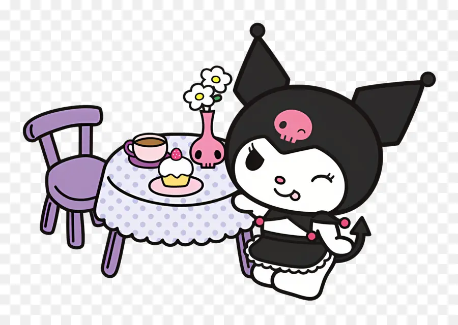 Kuromi，Kuromi En La Mesa PNG