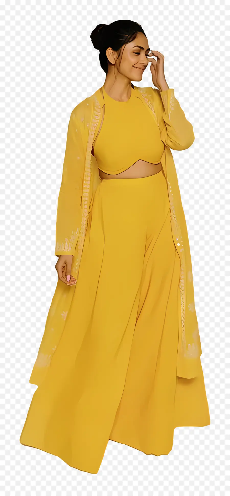 Mrunal Thakur，Vestido Amarillo PNG