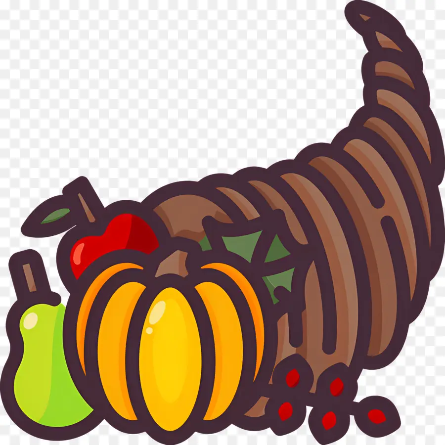 Cornucopia De Acción De Gracias，Cornucopia Con Frutas PNG