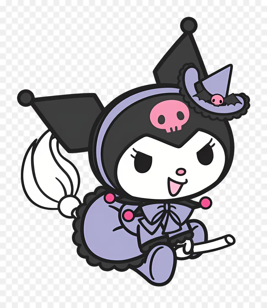 Kuromi，Personaje De Dibujos Animados Disfrazado De Bruja PNG