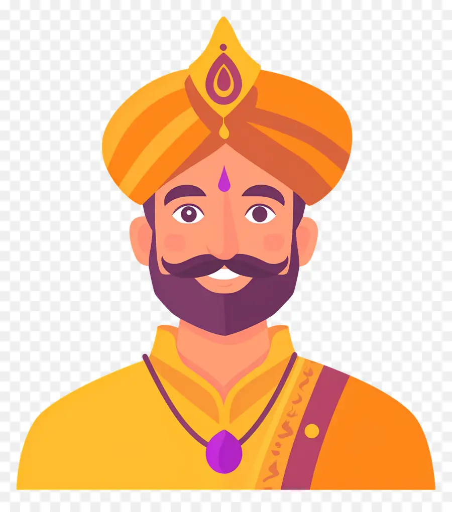 Turbante Indio，Hombre Con Traje Tradicional PNG