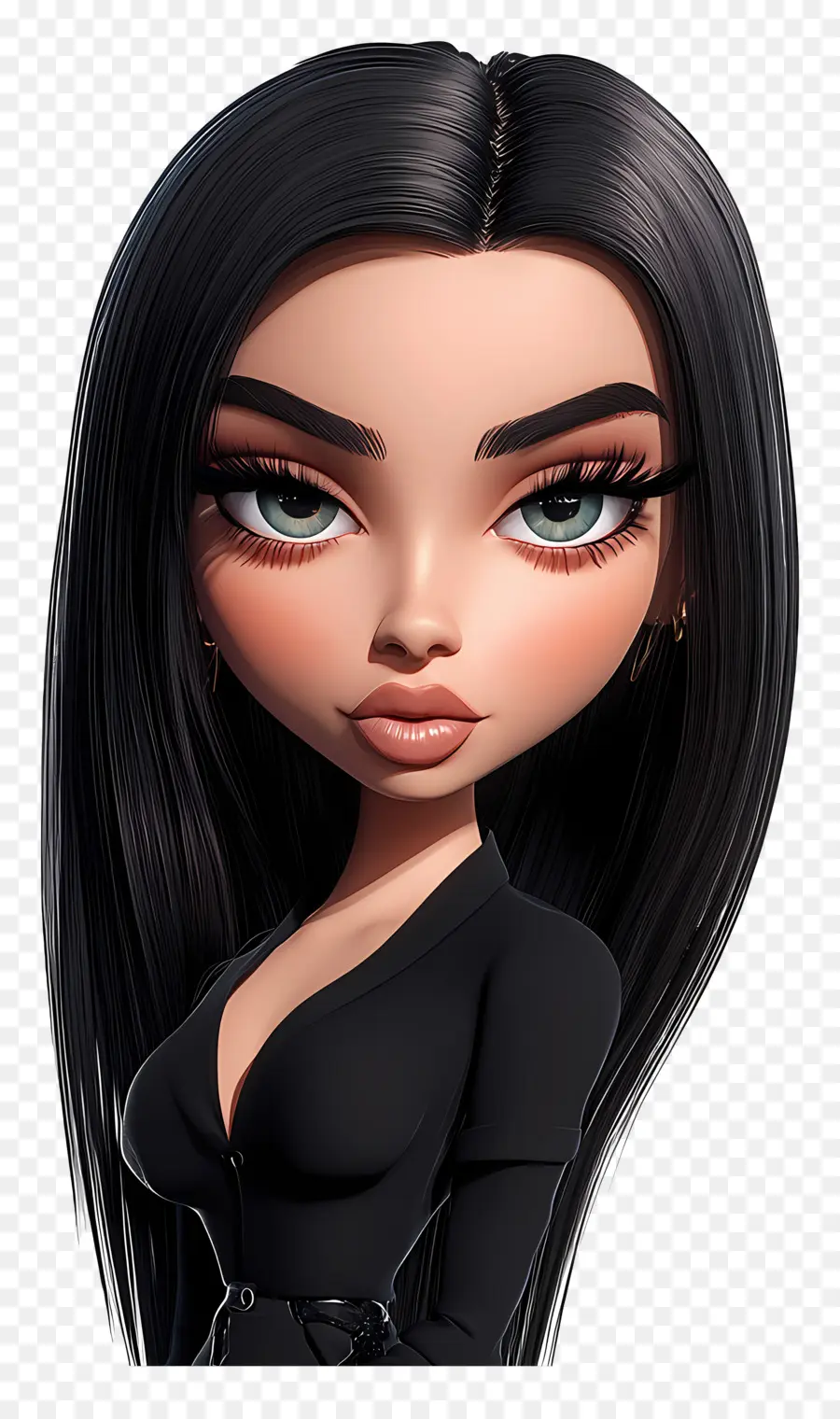 Kim Kardashian，Personaje Elegante Con Cabello Oscuro PNG