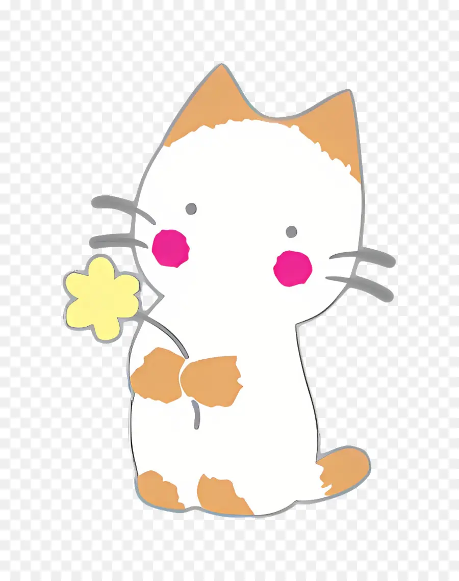 Mellotune，Lindo Gato Con Flor PNG