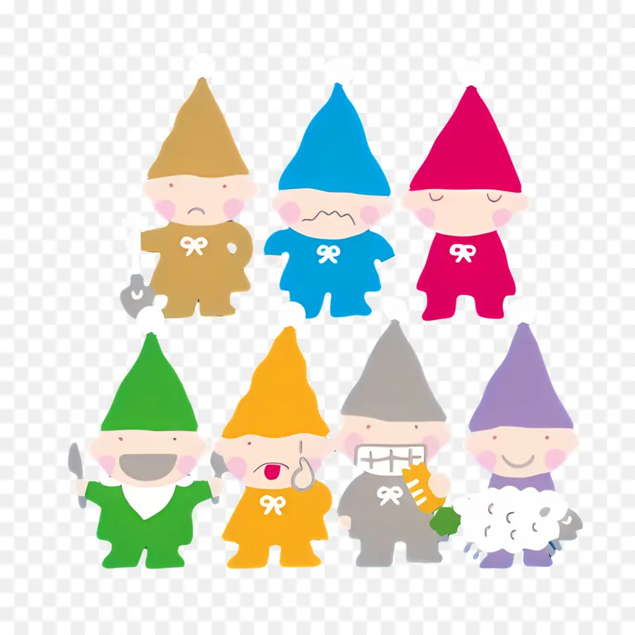 Siete Enanitos Tontos，Gnomos Coloridos PNG