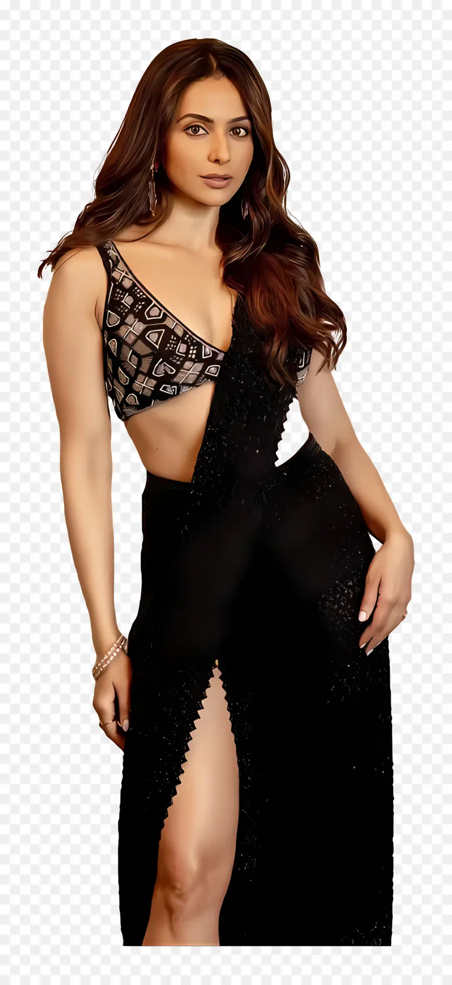 Rakul Preet Singh，Mujer En Vestido Negro PNG