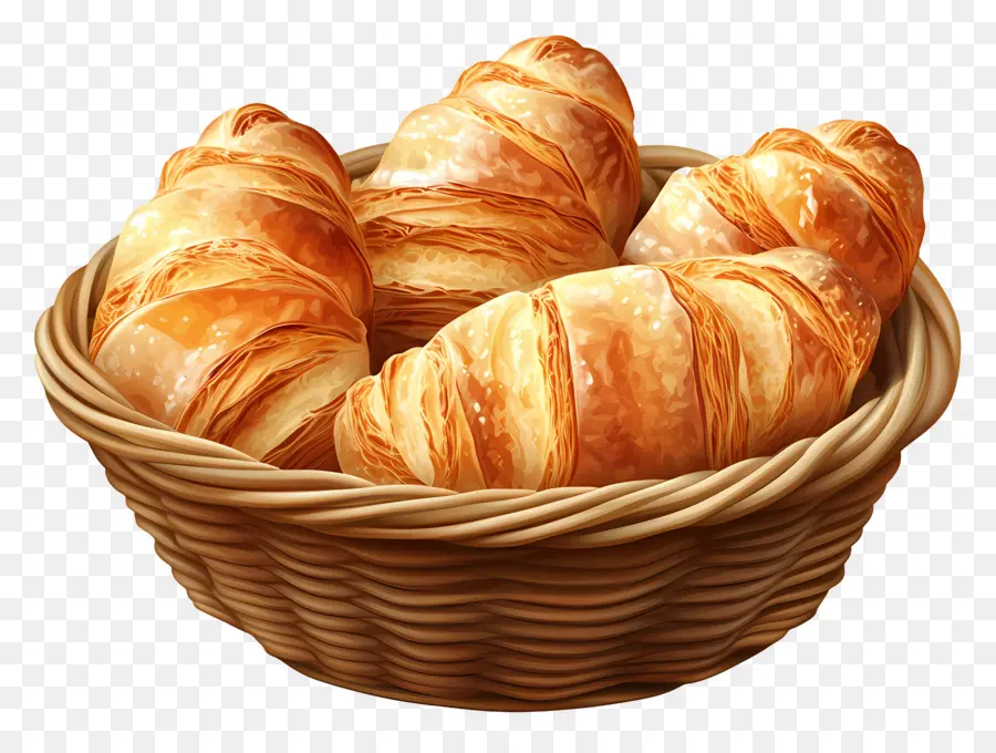 Cesta De Pan，Cesta De Croissants PNG