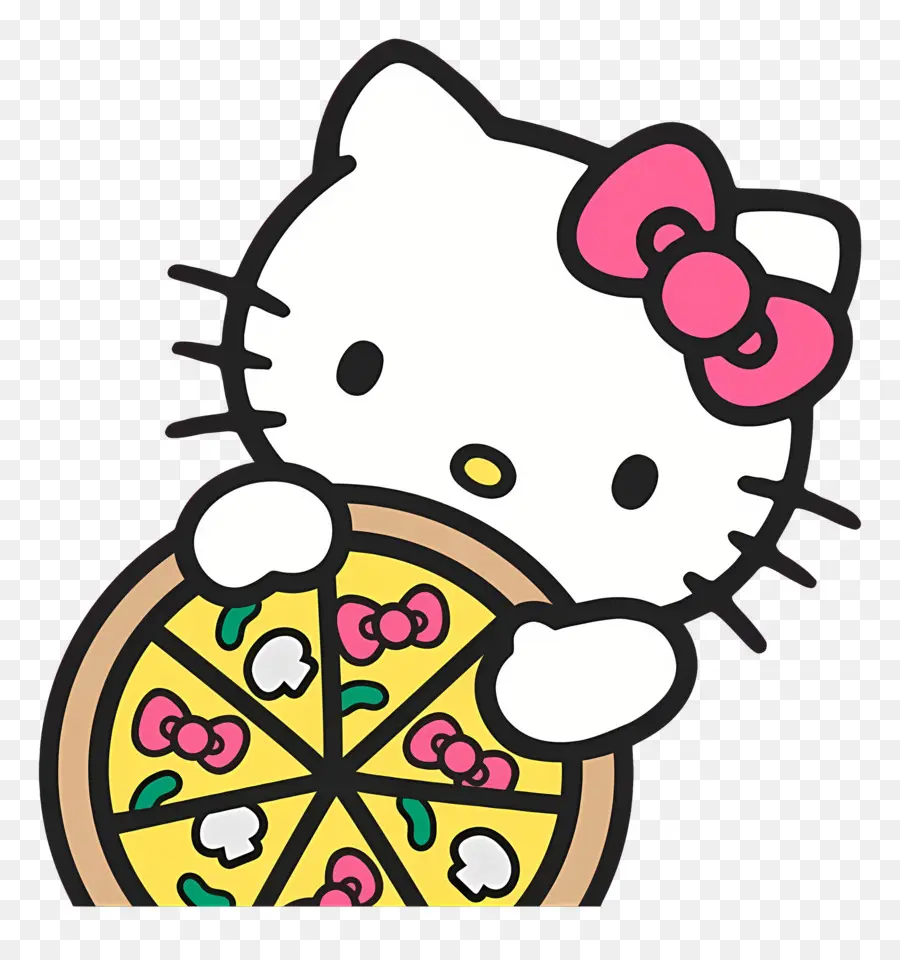 Hola Gatito，Gato Blanco Con Pizza PNG