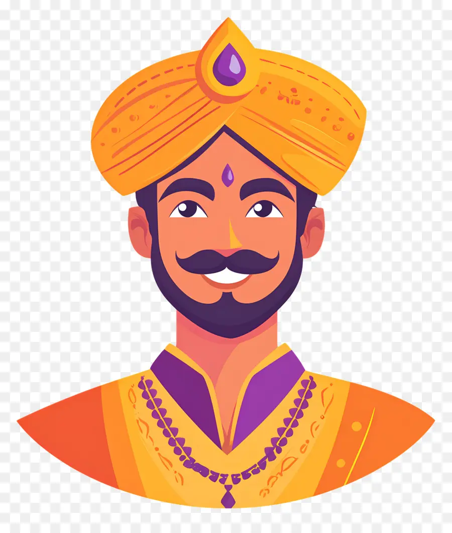 Turbante Indio，Hombre Con Traje Tradicional PNG