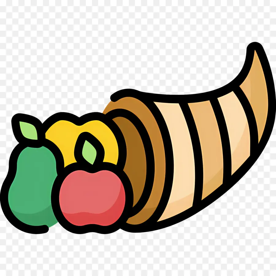 Cornucopia De Acción De Gracias，Cornucopia Y Frutas PNG