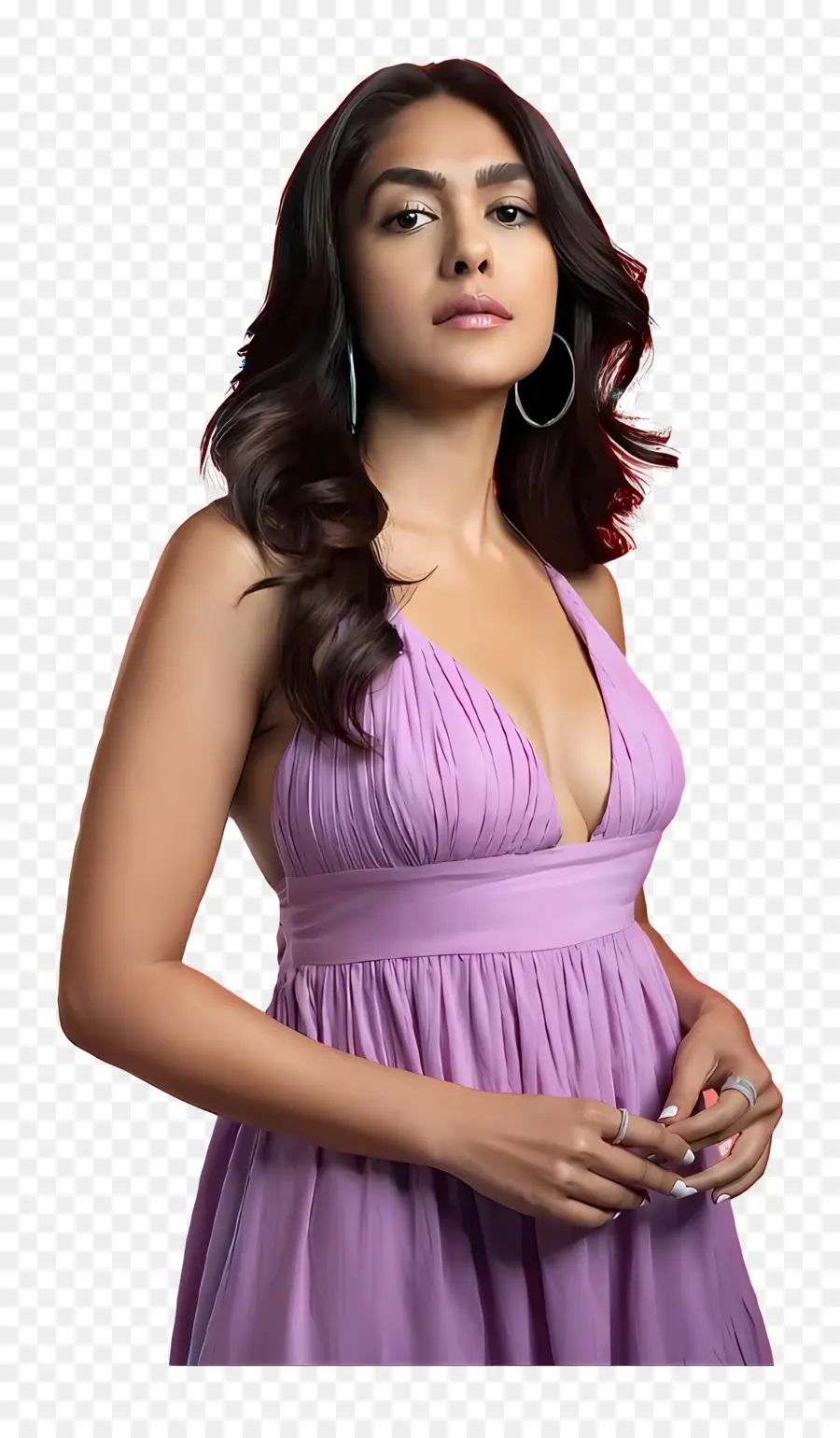 Mrunal Thakur，Vestido Morado PNG