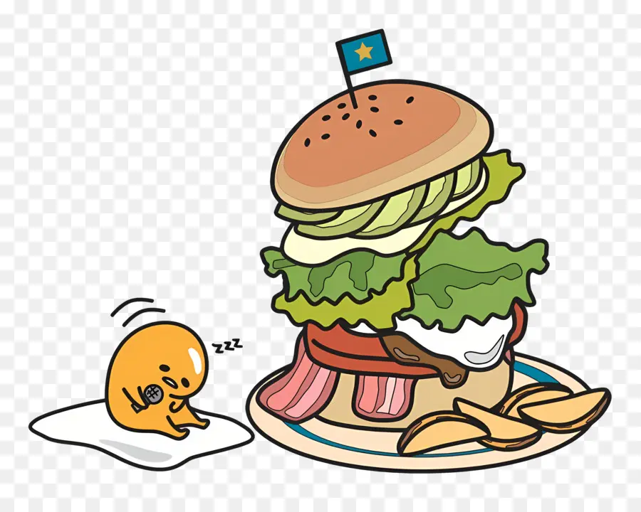 Gudetama，Huevo Perezoso Y Hamburguesa PNG