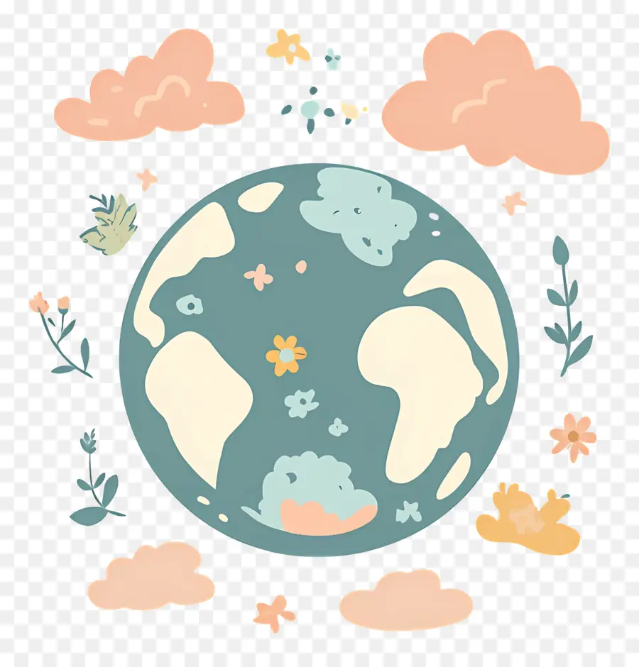 Planeta Tierra，Tierra Con Flores PNG